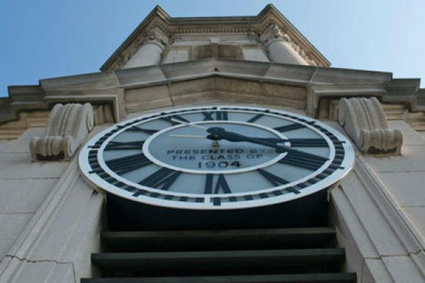 Close up of the old main clock tower