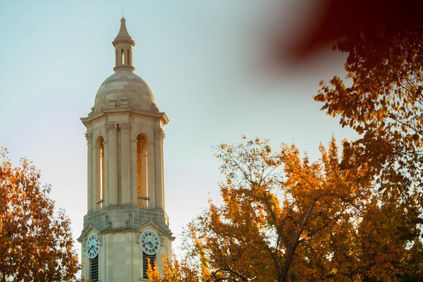 Old Main Tower in the fall